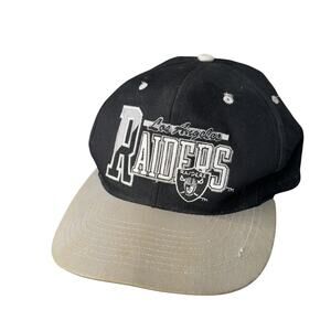 Vintage AJO Los Angeles LA Raiders Black Silver Snapback Cap Hat RARE NFL - BN
